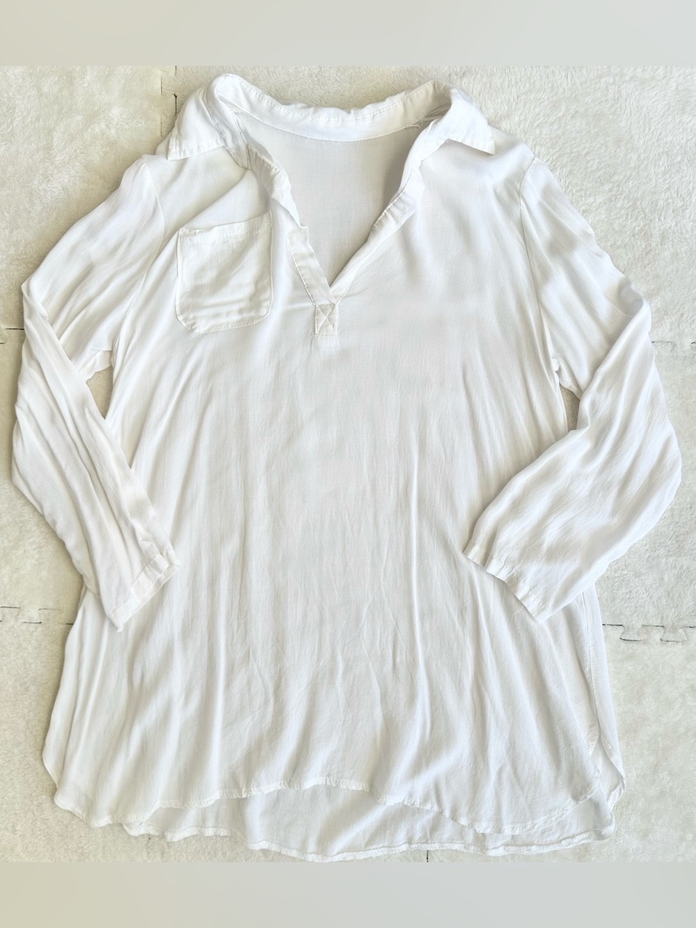 White sheer long sleeve dress shirt, S-M